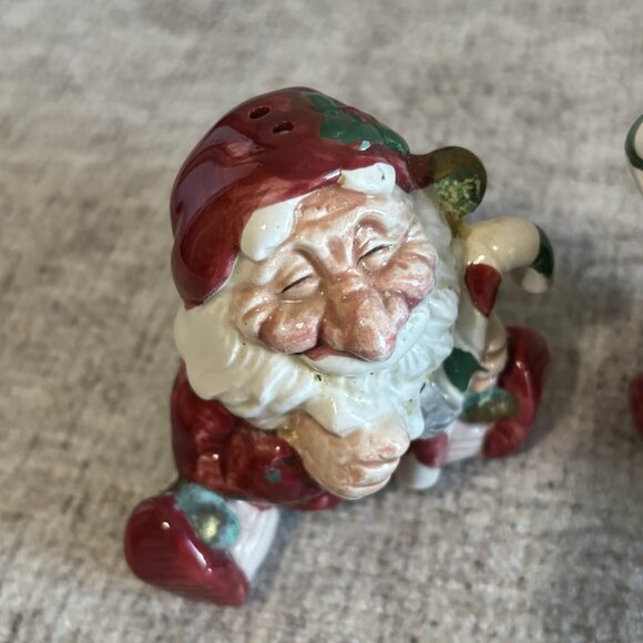 Vtg 1990 Fitz & Floyd Salt & Pepper Shakers Christmas Elves w/ Candy Canes - Picture 5 of 7